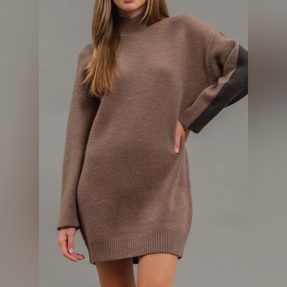 Color block Cozy Sweater Dress - Picture 2 of 4